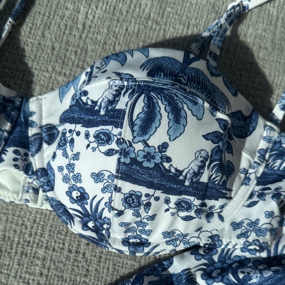 STAUD Sea Blue and White Tropical Bikini Set - Picture 8 of 9